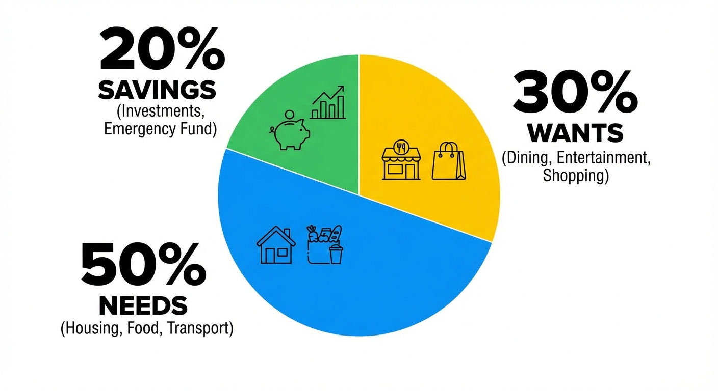 50/30/20 Budget Rule for Couples: A Practical Guide (2026): infographic image for What Is the 50/30/20 Rule?