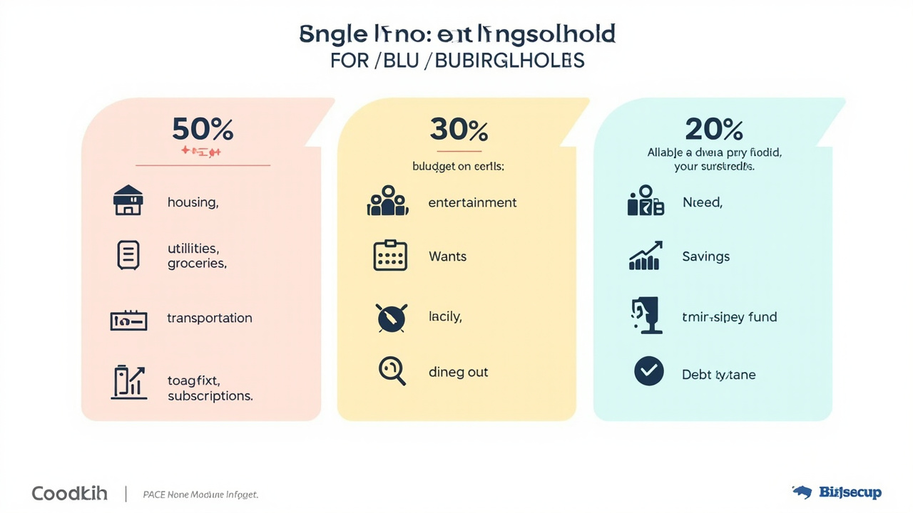 Infographic explaining the 50/30/20 budgeting rule adapted for one income
