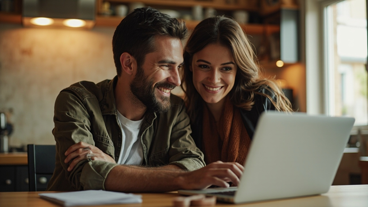 Couples reviewing shared expenses together at a kitchen table