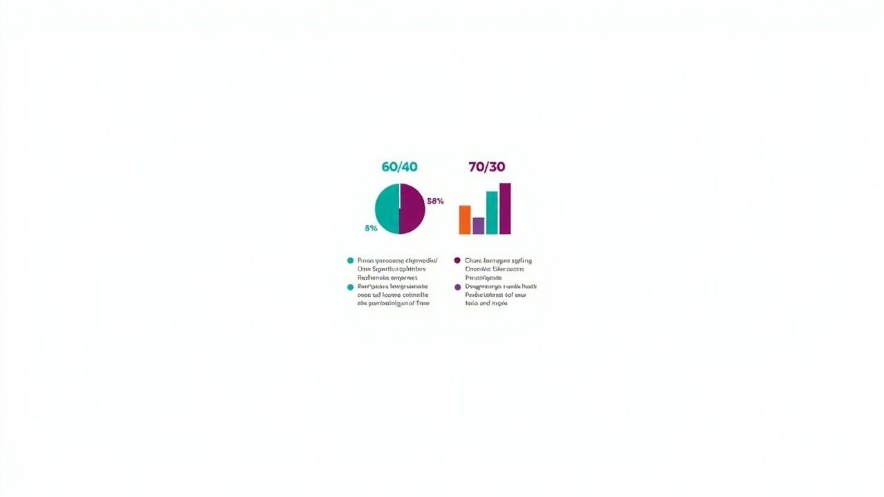 Infographic showing the proportional contribution method: Partner A earns 60k contributes 60 percent to joint account, Partner B earns 40k contributes 40 percent, both cover their personal expenses from remaining income