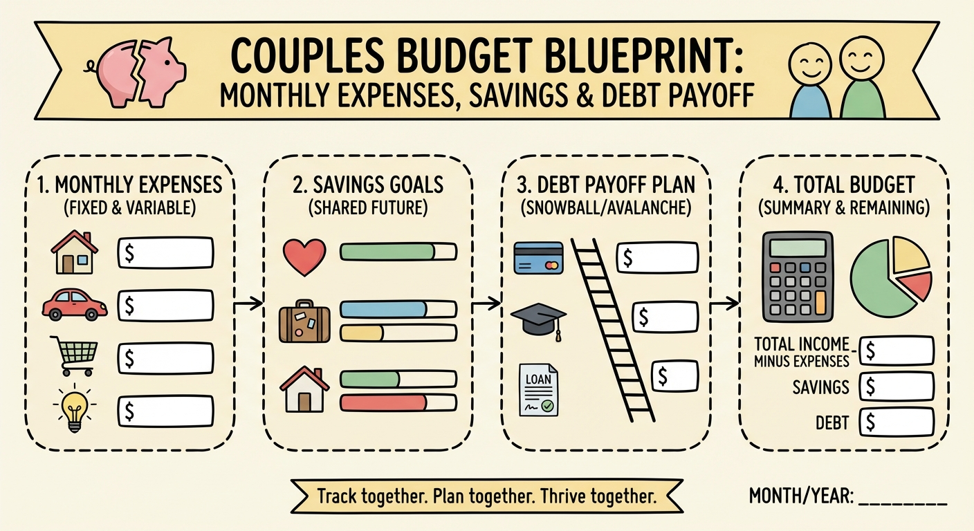 Couples budget template infographic
